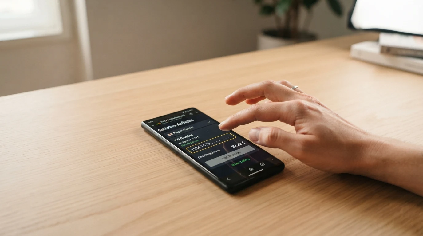 Die Eingabemaske im Kassenbereich eines Online-Casinos mit dem hervorgehobenen Feld für den 16-stelligen Paysafecard-PIN-Code