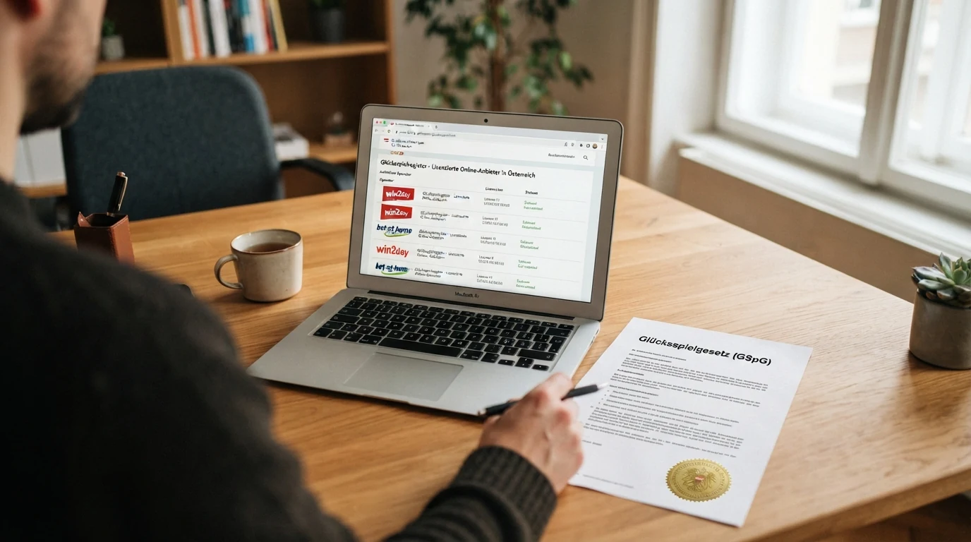 Screenshot der offiziellen BMF-Webseite oder des RIS mit dem österreichischen Glücksspielgesetz und der Konzessionsinformation