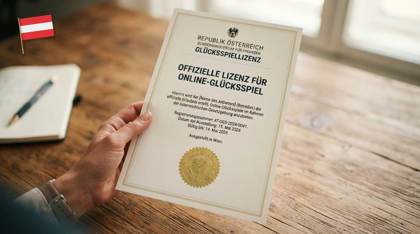 Offizielles Dokument oder Siegel mit Bezug zur österreichischen Glücksspielkonzession, etwa BMF-Schreiben oder GSpG-Deckblatt