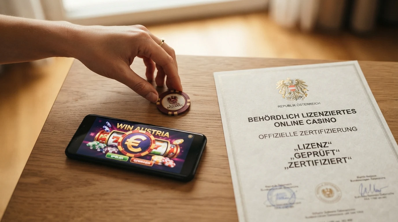 Ein offiziell wirkendes Dokument mit dem österreichischen Bundesadler, daneben das Logo der Österreichischen Lotterien und der Schriftzug „Glücksspielgesetz (GSpG)“