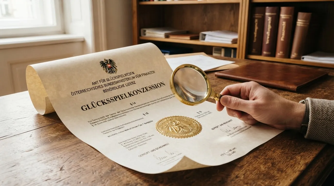 Offizielles Dokument zur Glücksspielkonzession in Österreich mit dem Siegel des Bundesministeriums für Finanzen