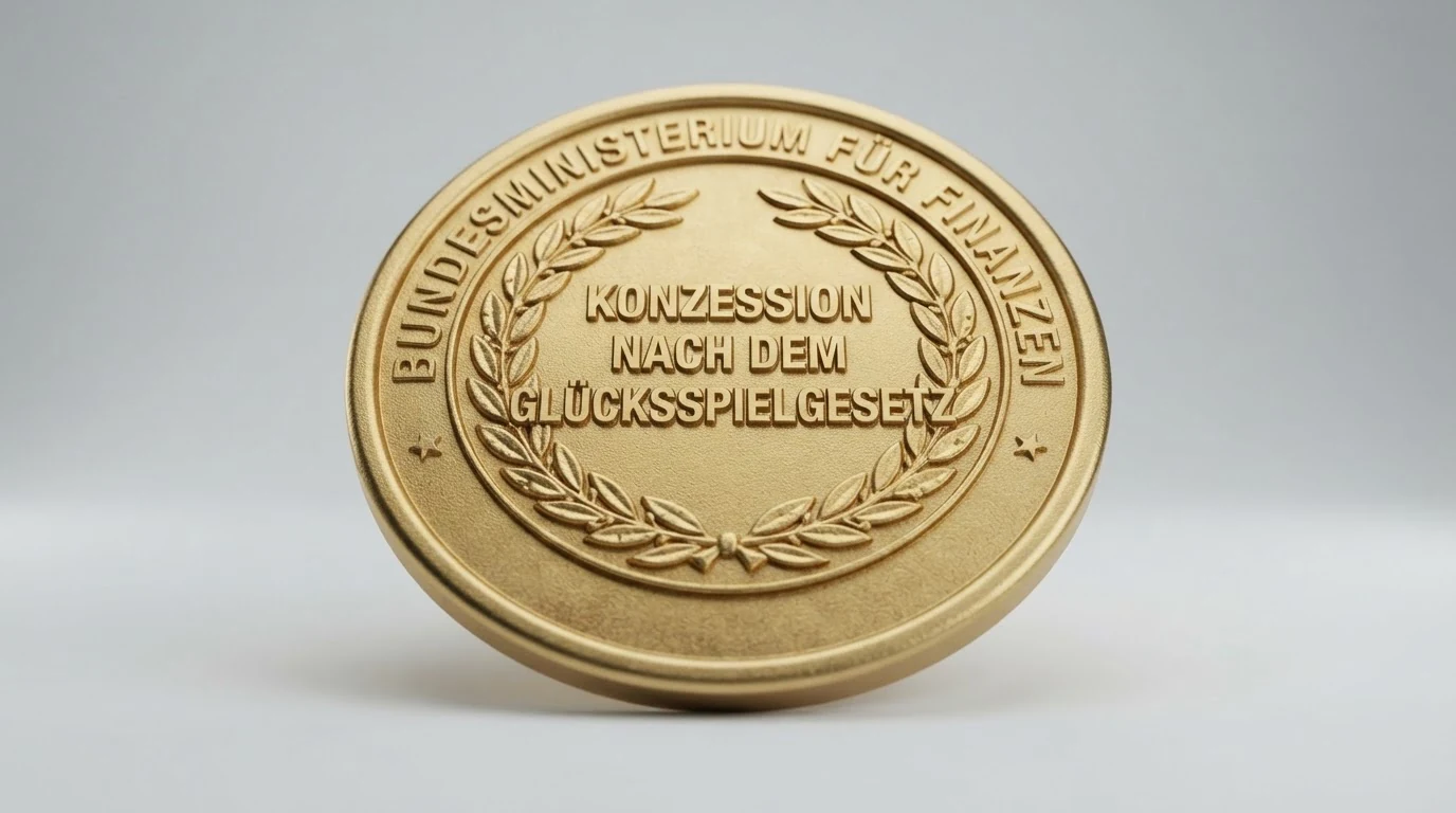 Offizielles Hoheitssiegel oder Screenshot eines Lizenzhinweises mit Bezug zur österreichischen Glücksspielkonzession — Dokument oder Web-Darstellung mit Prüfsiegel-Charakter