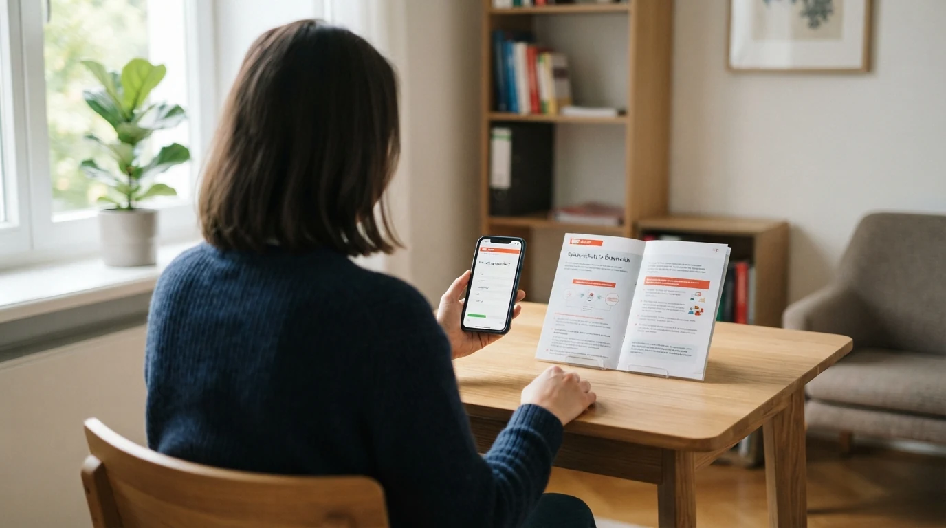 Beratungsgespräch mit Informationsmaterial und Hilfetelefonnummer zum Thema verantwortungsvolles Spielen in Österreich